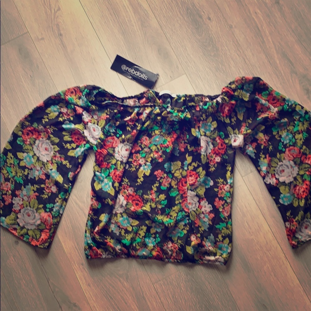 Rebdolls Over The Shoulder Chiffon Top - Size 3X